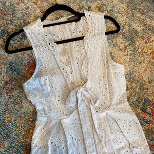 Light Blue Eyelet Bow Detail Jumpsuit